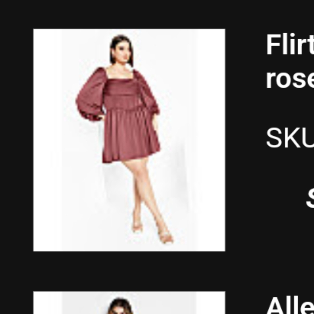 City Chic Rose Puff Sleeve Long Sleeve Mini Dress
